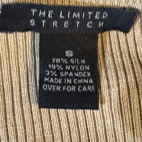 The Limited Stretch Cardigan Womens S Beige Silk Blend Y2K Minimalist Preppy - Picture 5 of 9